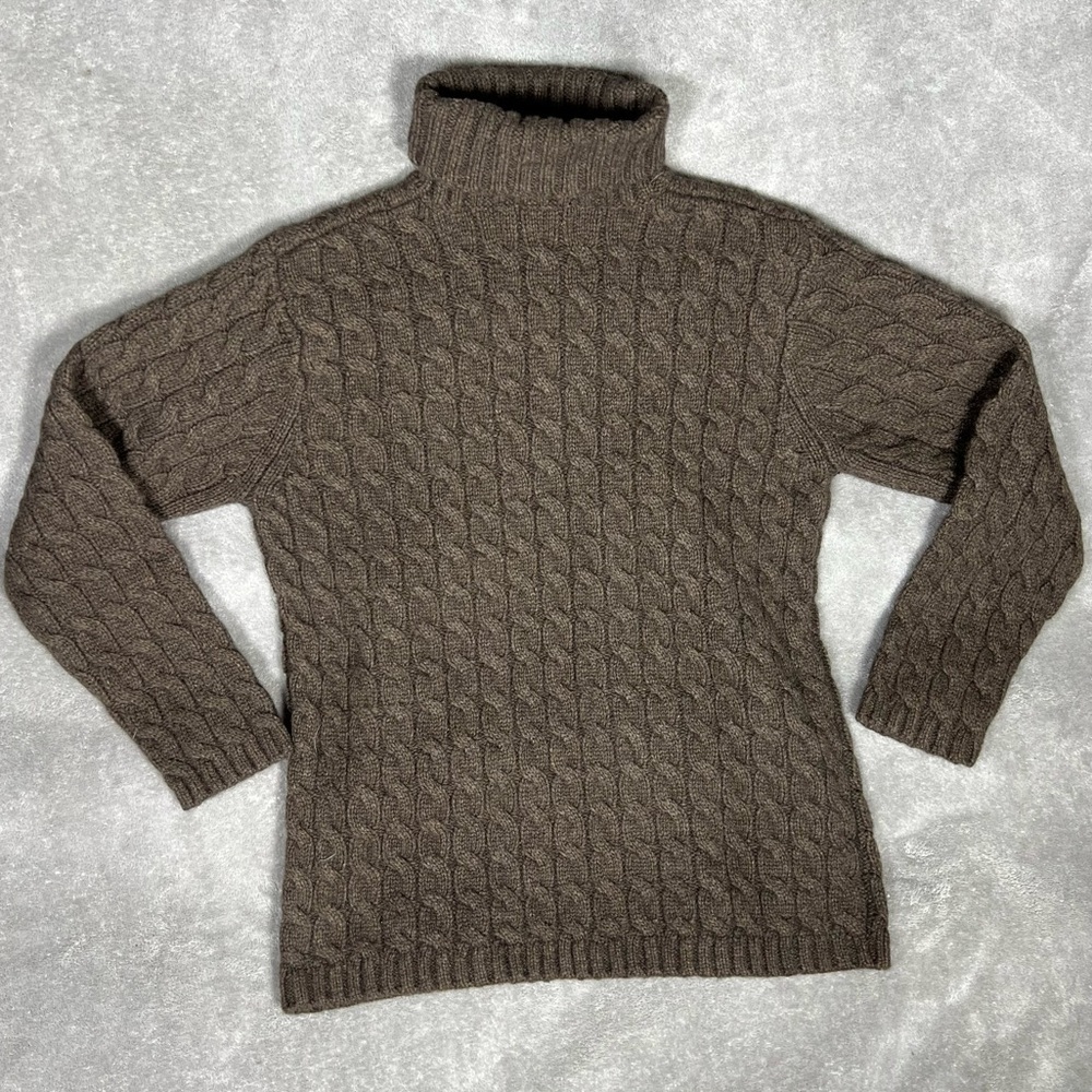 L.L. Bean Sweater Womens Small Vintage Cable Knit Lambs Wool Angora Turtleneck - Picture 5 of 7